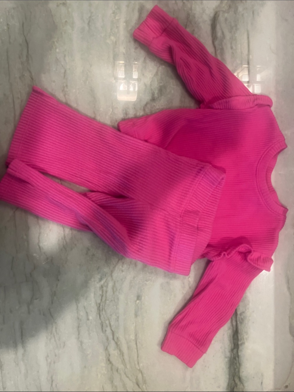Cat & Jack Hot Pink Ribbed Long Sleeve Top & Leggings Set